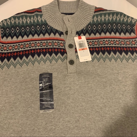 NWT Izod Fair Isle Mock Neck Men's Sweater 3XL - Picture 4 of 7